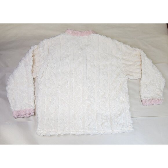 Pajama Lounge Set Soft Pink White Button Top Happy Bear Womens Large New In Bag - Picture 7 of 12